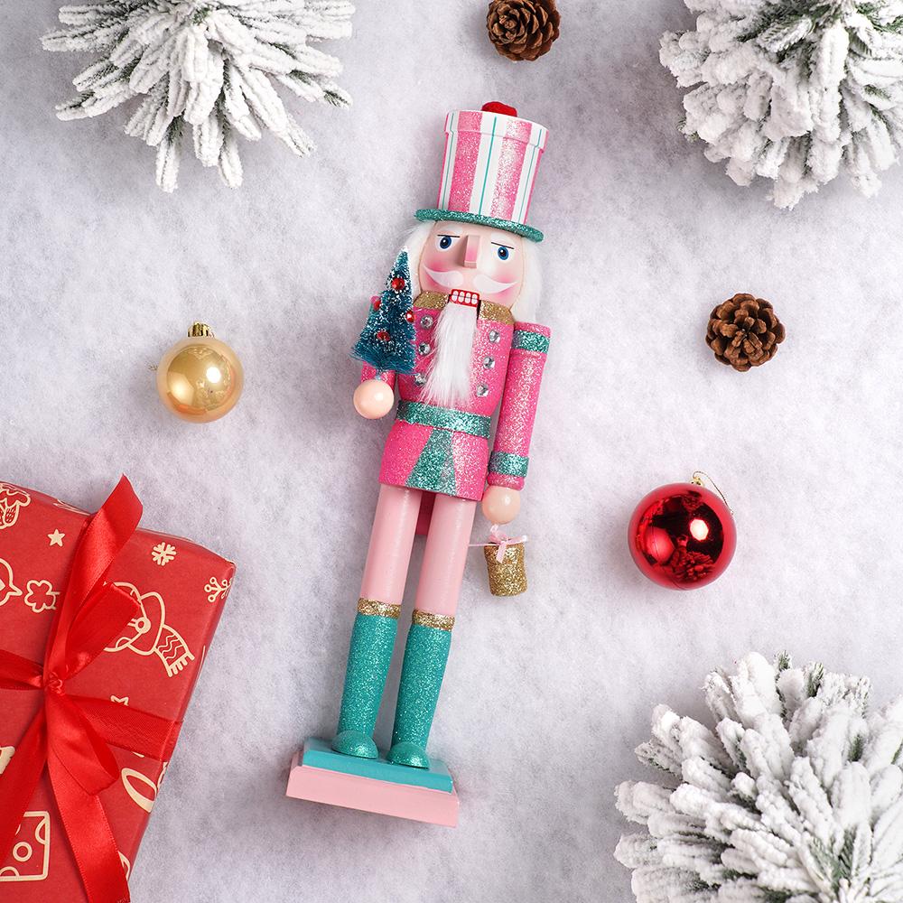 38CM Nutcracker Sparkling Christmas Tree-themed Puppets Handcrafted Decoration Christmas New Year Holiday Decoration Gift