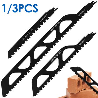 1/3Pcs Reciprocating Saw Blades Alloy Steel 2 TPI Teeth Tipped Cutting Recip Saw Blades Universal Demolition Masonry Saw Blades