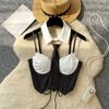 Hollow Out Halter Top Polyester Crop Top Vest Trendy Crop Vest  Gift for Her
