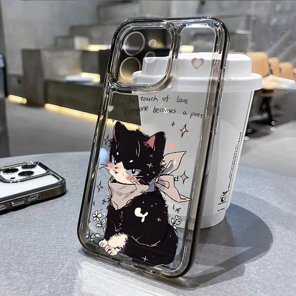Cartoon Animal Cute Cat Phone Case For iPhone 17 Pro Max 16 15 Pro 14 13 Mini 12 11 XR XS 17Air 16 Plus Clear Bumper Cover