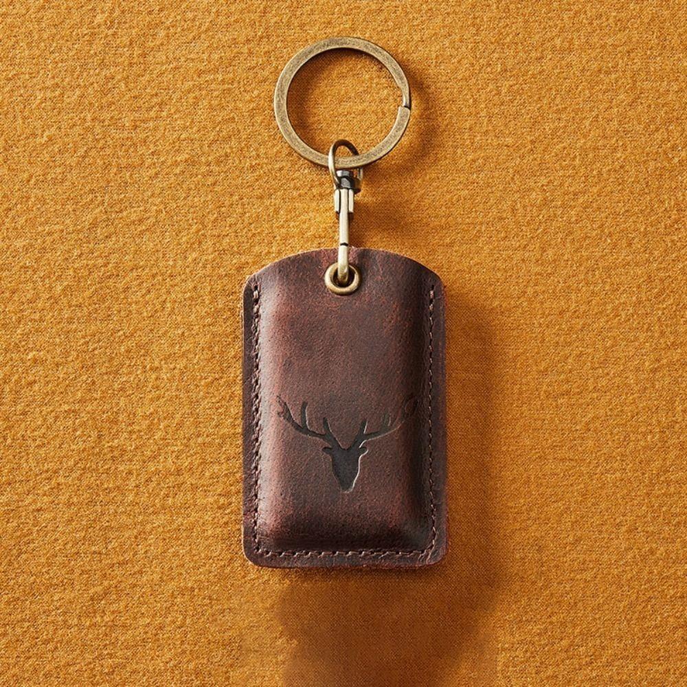 High Quality Leather Access Card Case Fingerprint-proof Anti-fall Key Tag Ring Anti-lost Accessories Access Tags Cover Universal