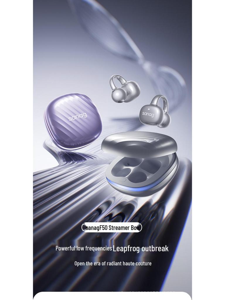 SANAG Sena F50S AI Ear-Clip Bluetooth Bone Conduction Headphones: Noise Reduction, Comfortable, Perfect for Running.