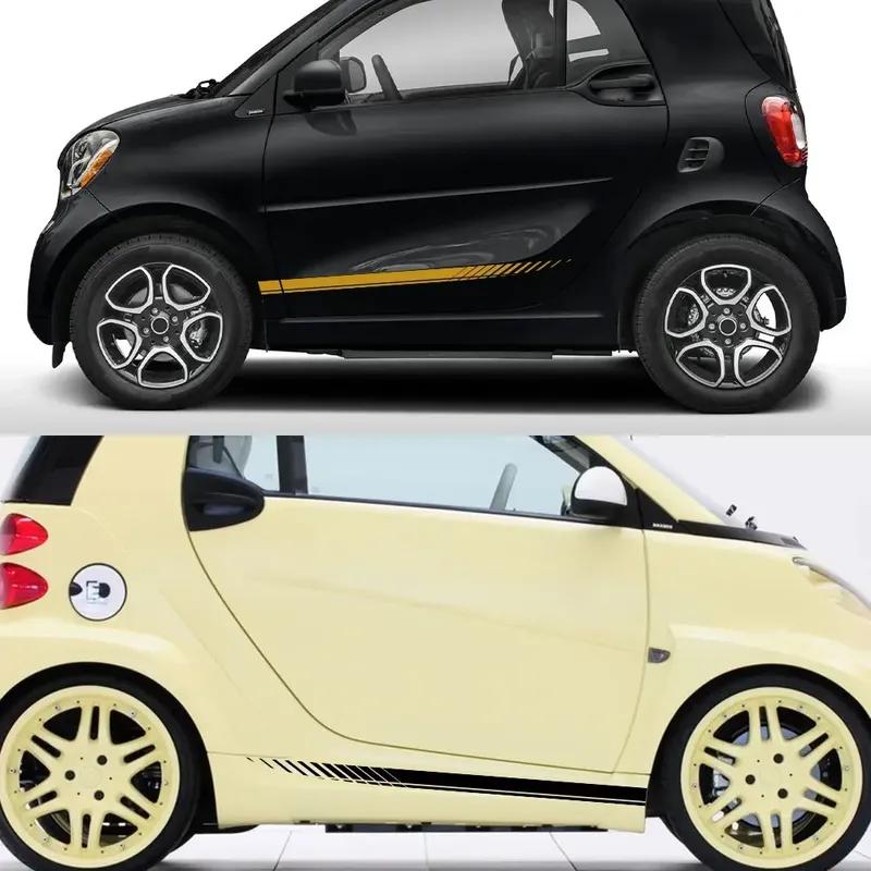 2PCS Car Door Side Skirt Stripe Sticker For Smart 451 453 Fortwo Forfour Auto Waist Line Vinyl Film Decal Decoration Accessories