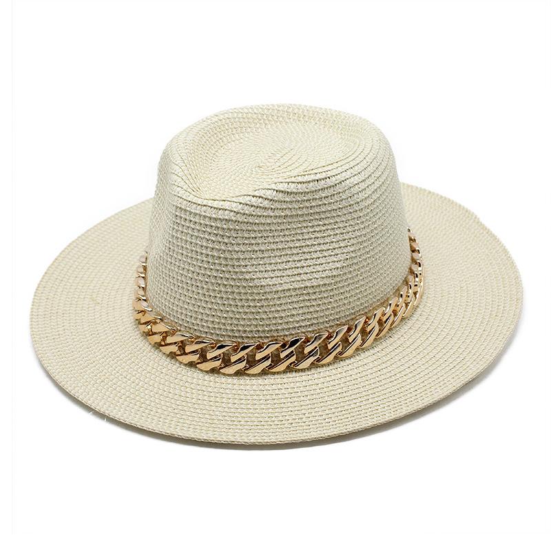 Summer Men'S And Women'S Gender-Neutral Sunshade Straw Hat Sun Protection Uv Protection Straw Woven Panama Top Hat