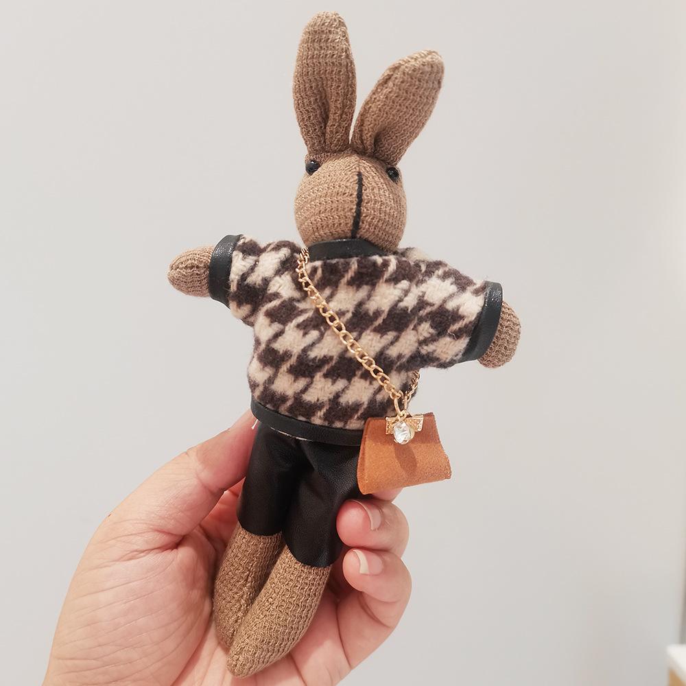

Fashion Houndstooth Rabbit Cute Plush Doll Pendant Creative Keychain Bag Pendant Plush Toy