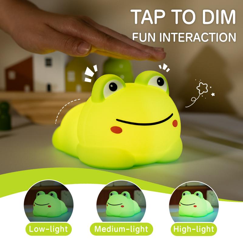 Frog Night Light USB Rechargeable Silicone Bedside Lamp With Touch Control For Kids Room And Home Decor Perfect Gift