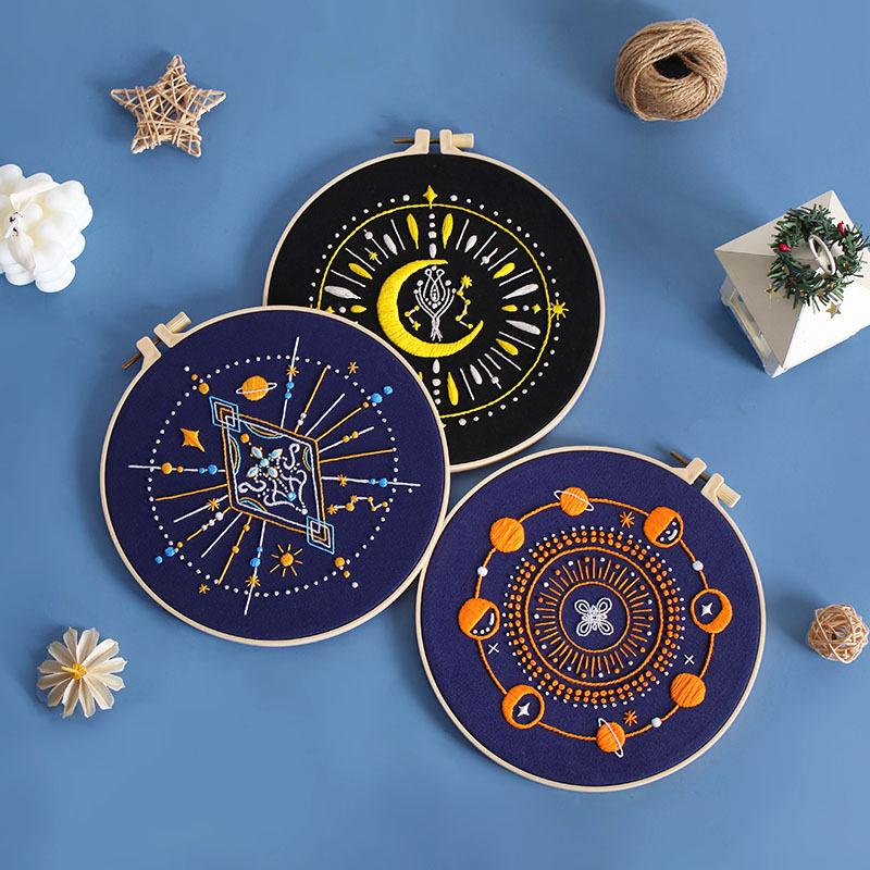 Celestial Embroidery DIY Kit: Moon, Sun & Universe Design