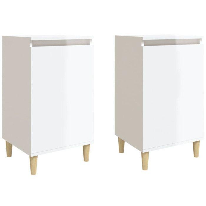VidaXL Bedside Tables 2pcs High Gloss White 40x35x70cm Engineered Wood 819633