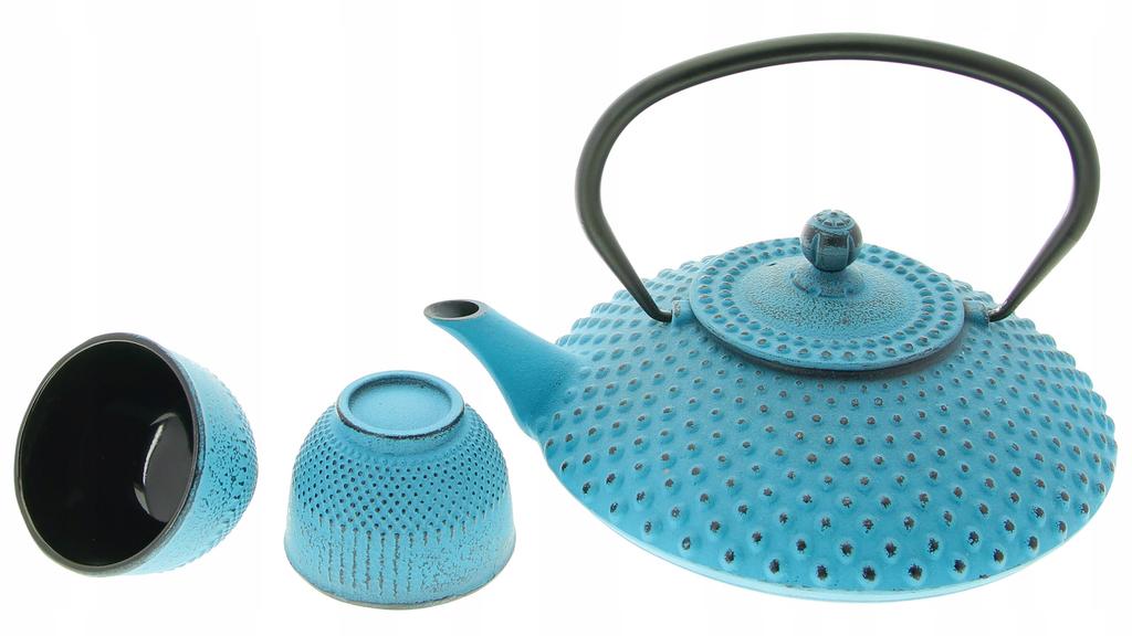 IMBRZK 1.25 CAST IRON KETTLE SET 2x CUPS STAND INFUSER + STRAINER