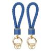 [uxcell] Set of 2 Braided Leather Keychains with Woven Straps, 360 Degree Rotatable, for Car Keys, Bags, and Wallets, GoldDark Blue