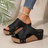 Large size wedge heel cross with sandals women's new wedge heel fish mouth women's shoes