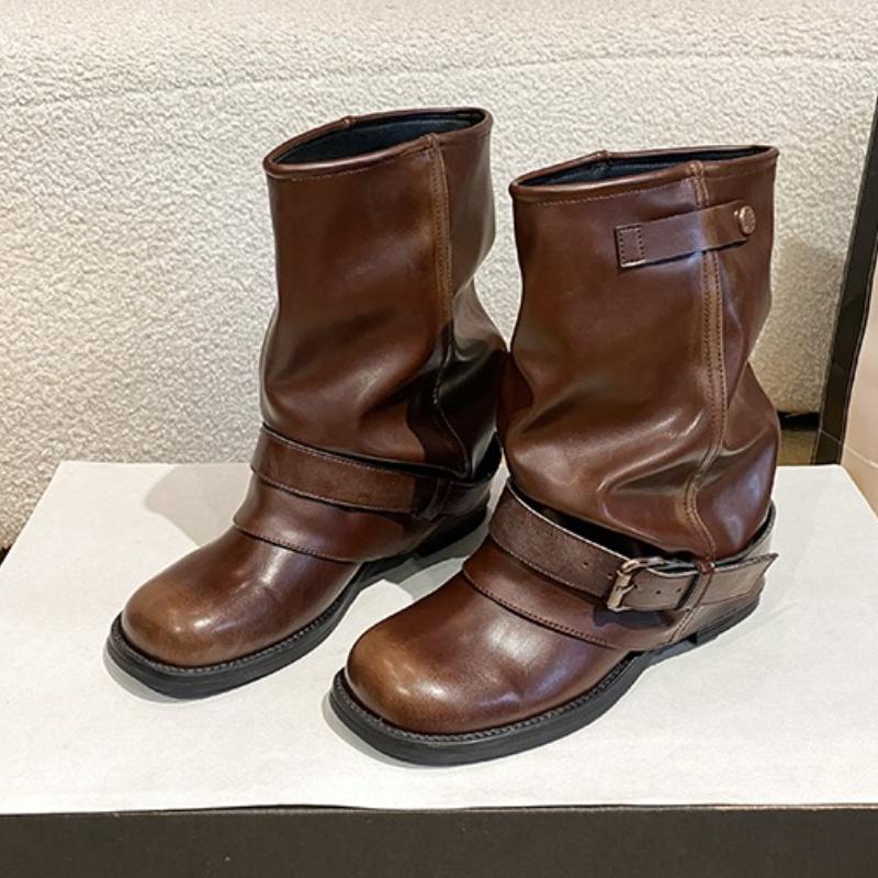Fashion Designer 2025 New Women Ankle Boots Pleated Heeled Shoes 2025 Winter Fashion Chelsea Snow Boots Chunky Shoes Woman Pumps Botas
