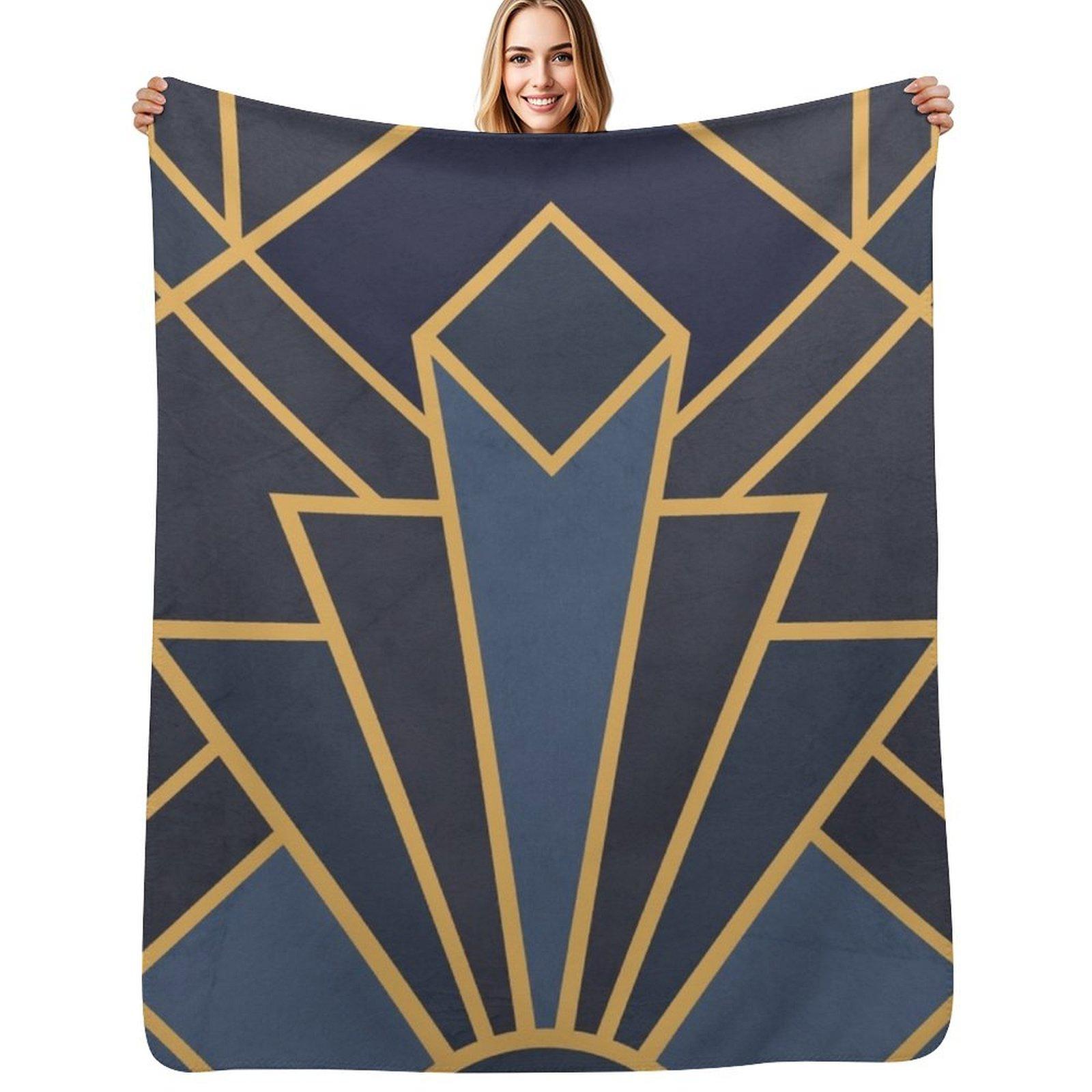 Art Deco inspiration Throw Blanket Lightweight Warm Blanket for Travel Camping Size: 75*100cm, Weight: 230 GSM