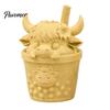 Desktop Landscaping Ornament 2Pcs Cute Highland Cow Figurine, 3D Printed Bubble Tea Statues, Handheld Drink Calf Summer Farmhouse Style Ornaments,
