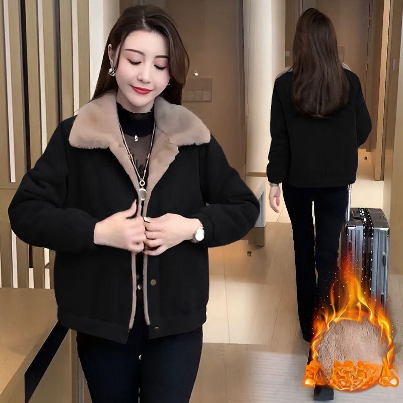 Plus Velvet Thickened Parker Padded Jacket Women's Winter Fashion Casual All-match Mother Warm Padded Jacket Padded Jacket Short Jacket