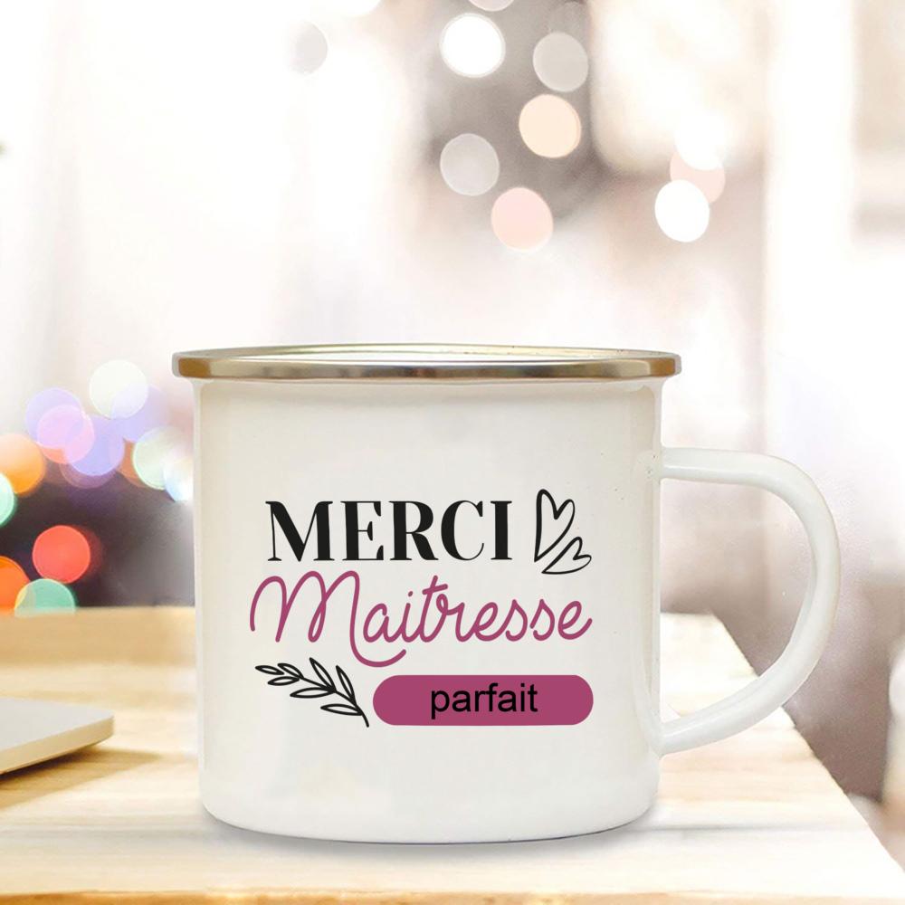 Thank You Mistress Enamelled Mug Gift Idea for Coffee Lover Original Teacher Gift Flowers Pattern The Perfect Teacher's Day Gift