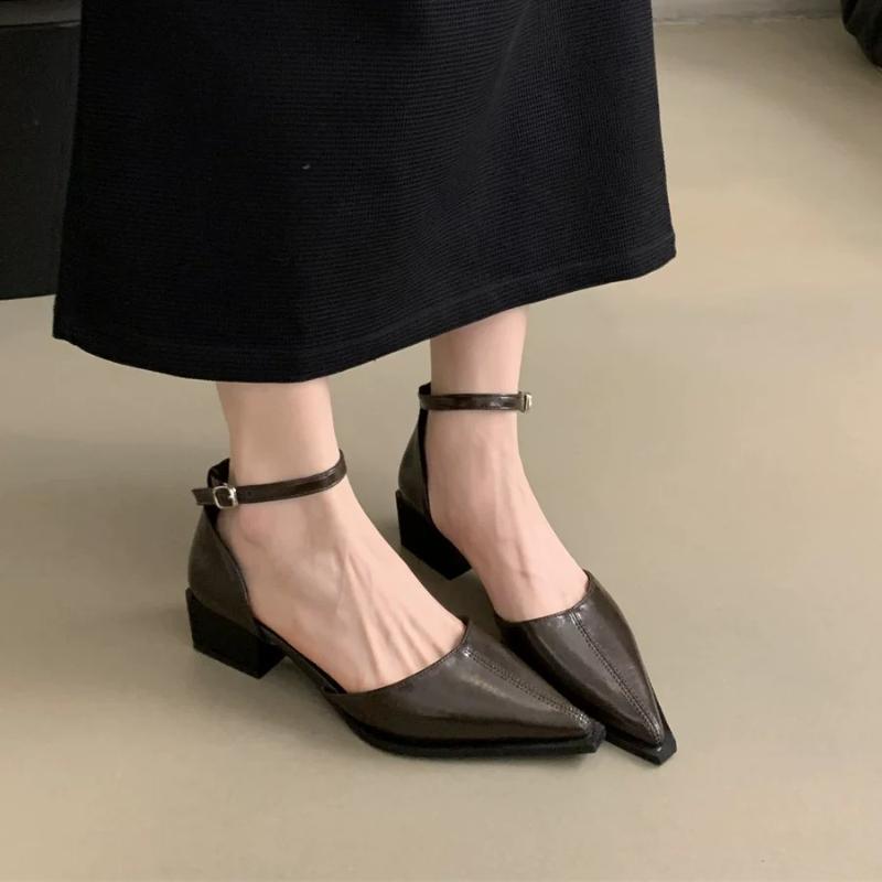 Fashion Solid Color Thick Soled High Heels Pointed Elegant Minimalist Single Shoes Women's Summer New Style Fashionable Versatile Shoes