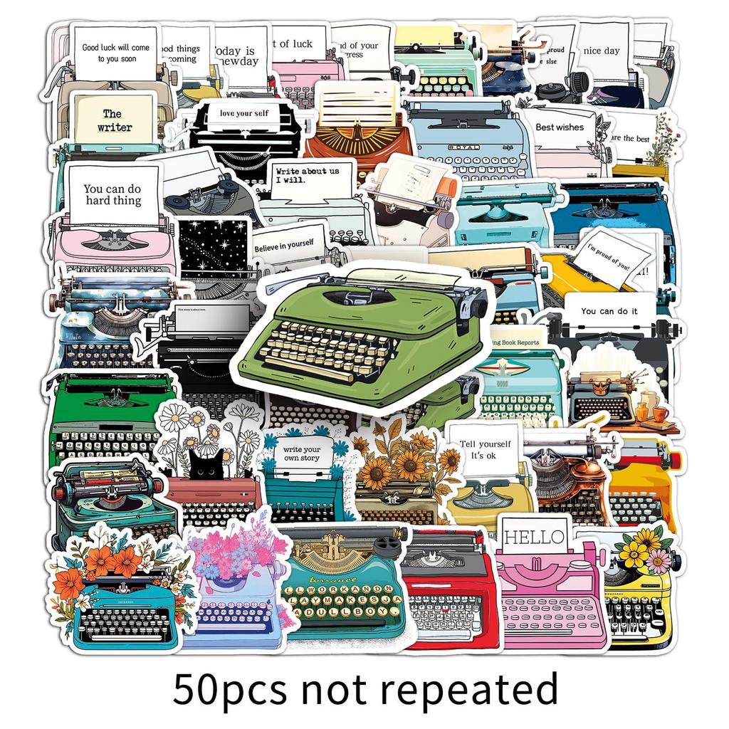 50 Retro Typewriter Graffiti Stickers Personalized Creative Trends DIY Water Cup Luggage Decorative Stickers