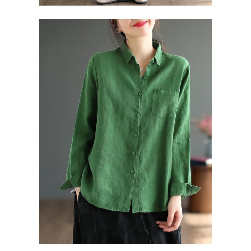 Cotton Linen Retro Single-breasted Long-sleeved Women's 2025 Spring and Autumn New Loose Slim Casual Base Shirt