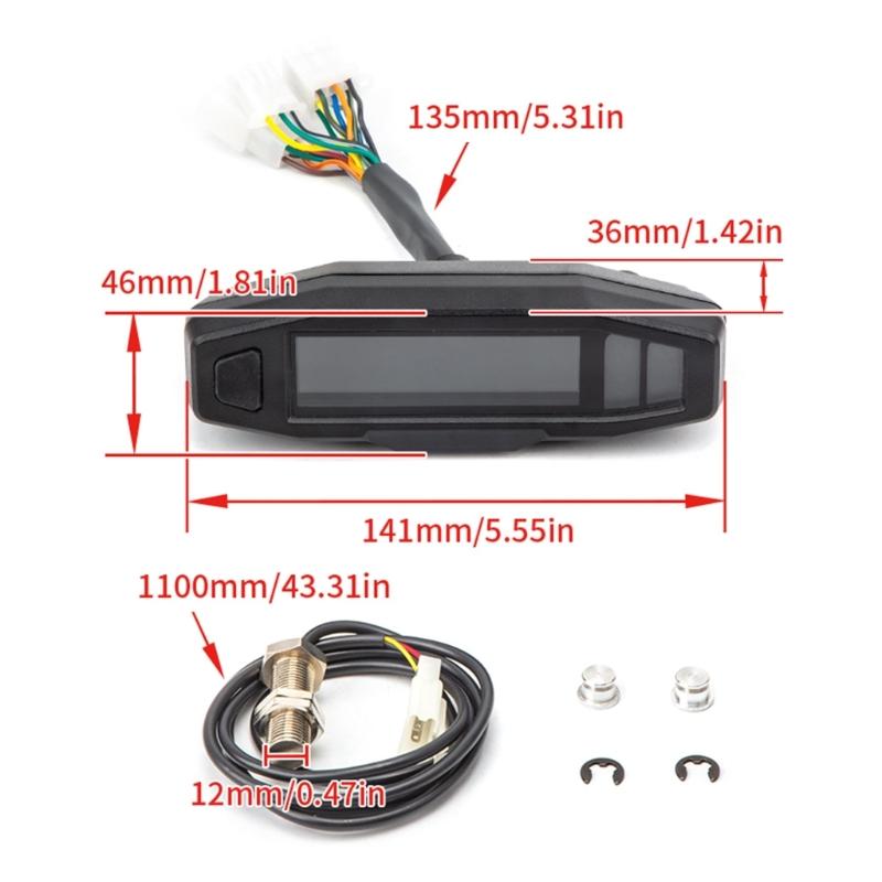 LED Digital Colored Display Tacho Hour Meter Gauge HighDefinition  Engine Inductive Speedometer for Motorcycle