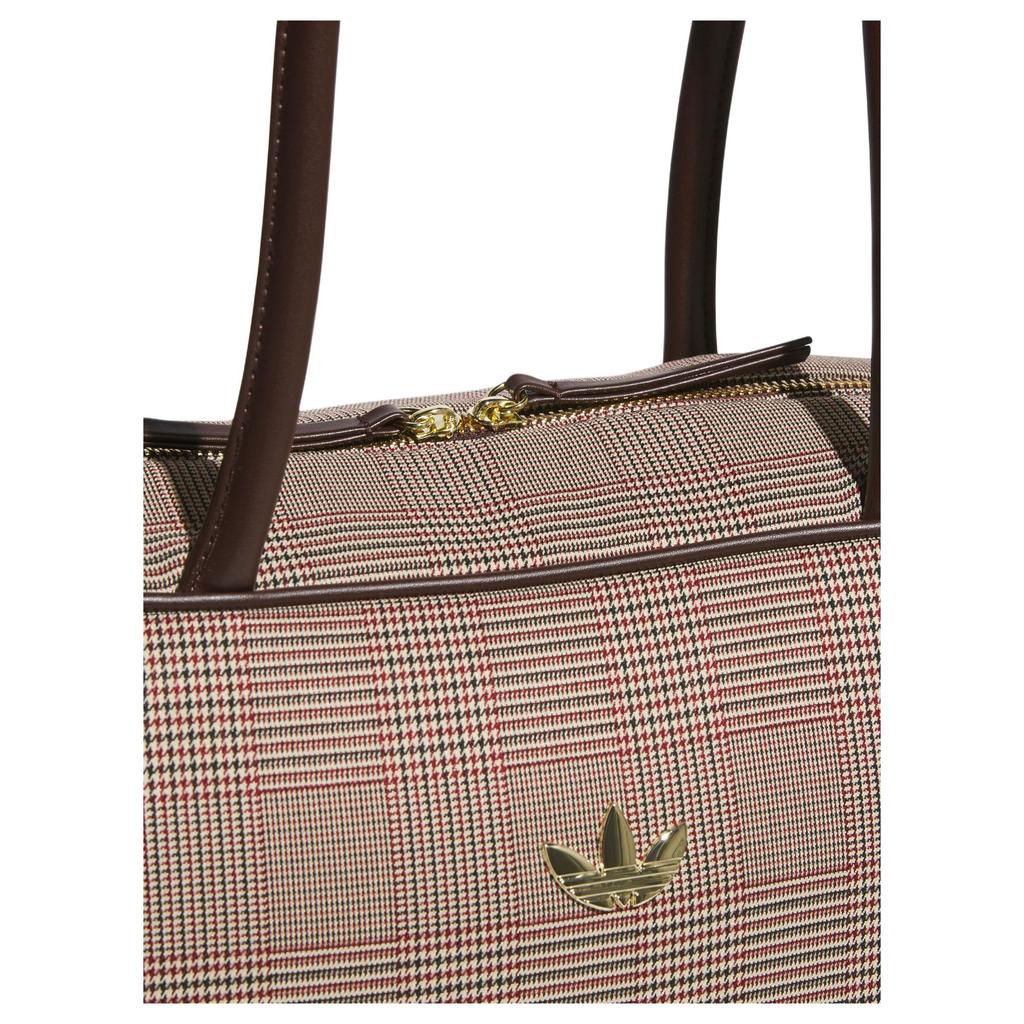 Adidas Originals Classic Plaid Multi-Pocket Practical Recycled Polyester Tote Bag Women bags Black Grassland-Brown IA6118
