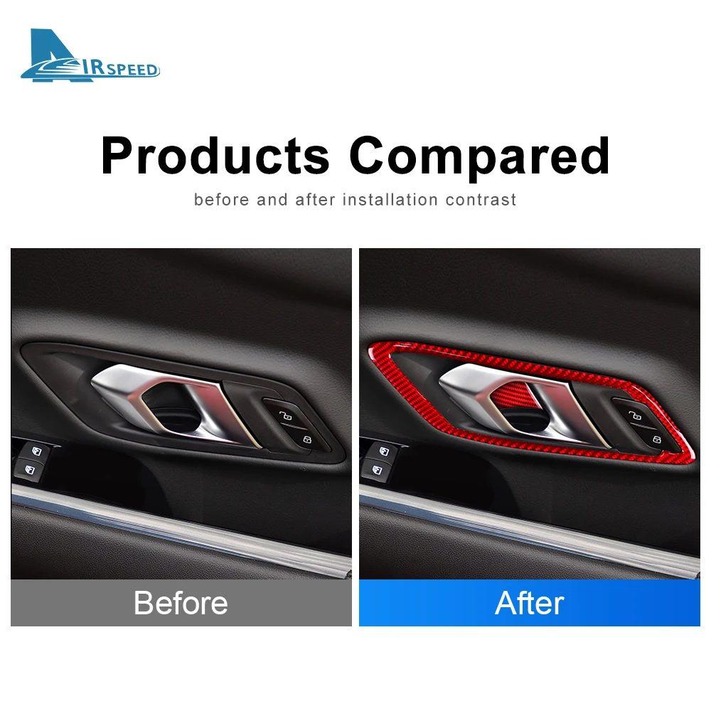 Real Soft Carbon Fiber Sticker For Toyota Supra GR A90 A91 MK5 2019 2020 2021 2022 2023 2024 2025 Car Interior Inner Door Handle