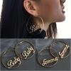 Punk Gift Gold Hip-hop Jewelry Round Hoop Earrings Hyperbole Femme Baby Letter Large Circle
