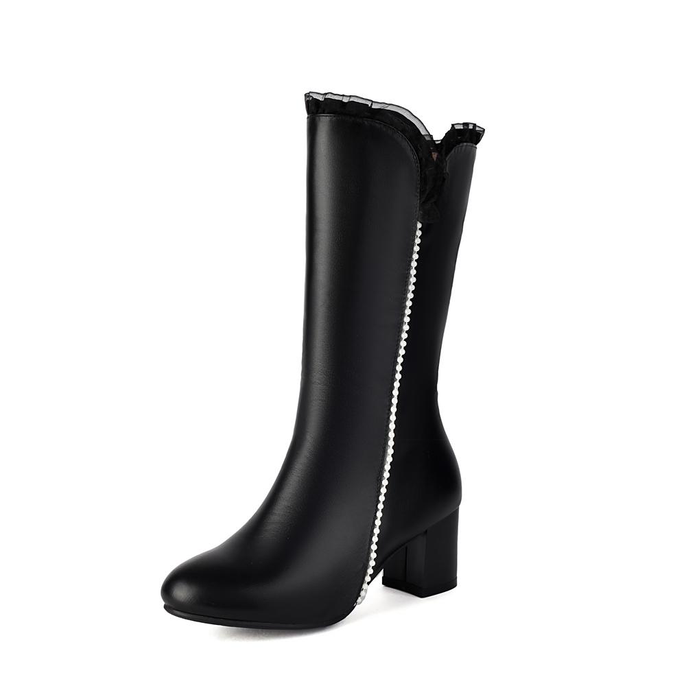 Fashion 2025 Spring Autumn Fashion Princess Lolita Wedding Party Shoes Mid Long Boots  White Pink Lace Zip Mid Long Mid Heels Boots Fema