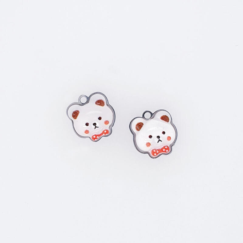 Мини-подвеска-медвежонок из хирургической стали с ленточкой