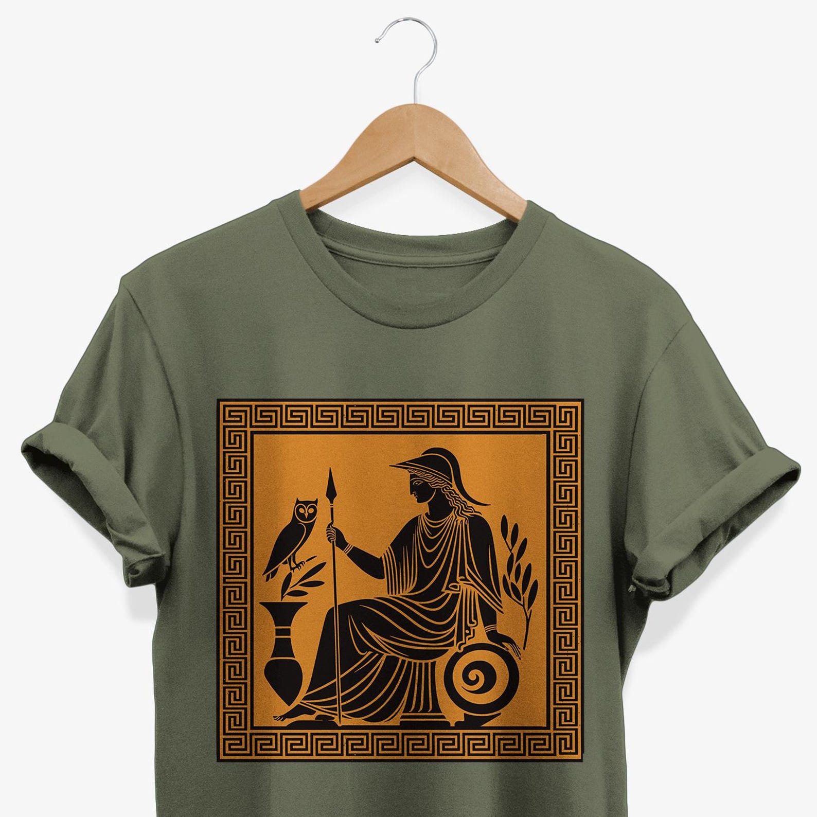 Athena Goddess Greek Mythology T-Shirt, Ancient Pottery Style Graphic Tee, Classic Olympian Gifts 3XL