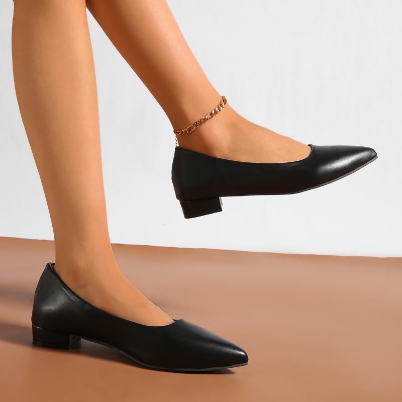 2026Women Flats New Pointed Toe Shallow Mouth Sneakers Square Heel Small Leather Shoes Women's Elegant Fashion Low Heels Loafers