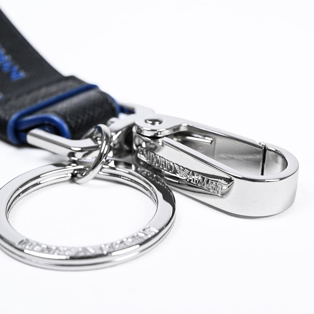 Emporio Armani Schlüsselanhänger Schlüsselanhänger Grafikdesign Adler Schwarz Blau Y4R284 Y731E 80001 Leder Herren [Artikel]
