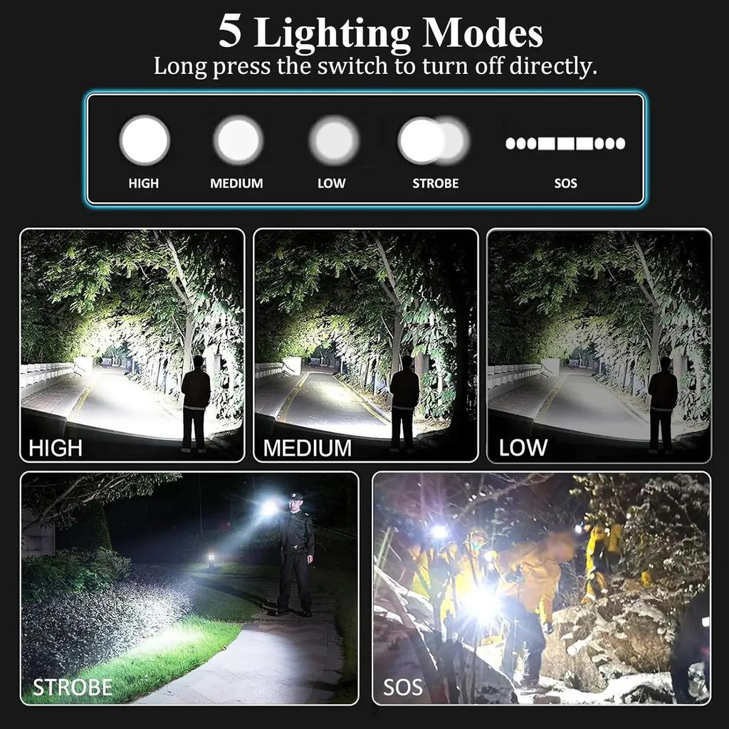 Flash Light Portable Rechargeable Spotlights High Power Rechargeable Led Flashlight Camping Ultra Powerful Flashlight Lamp Work