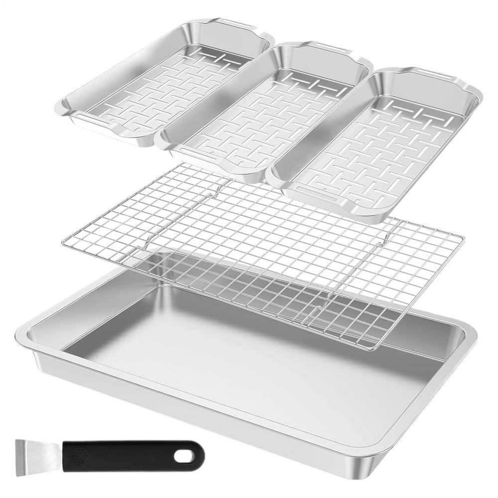 

Grill Baskets Grilling Basket Set Stainless Flat Bottom Rectangular BBQ Cage Shallow Mouth Secure Grip for Shrimp Fish Pepper красный