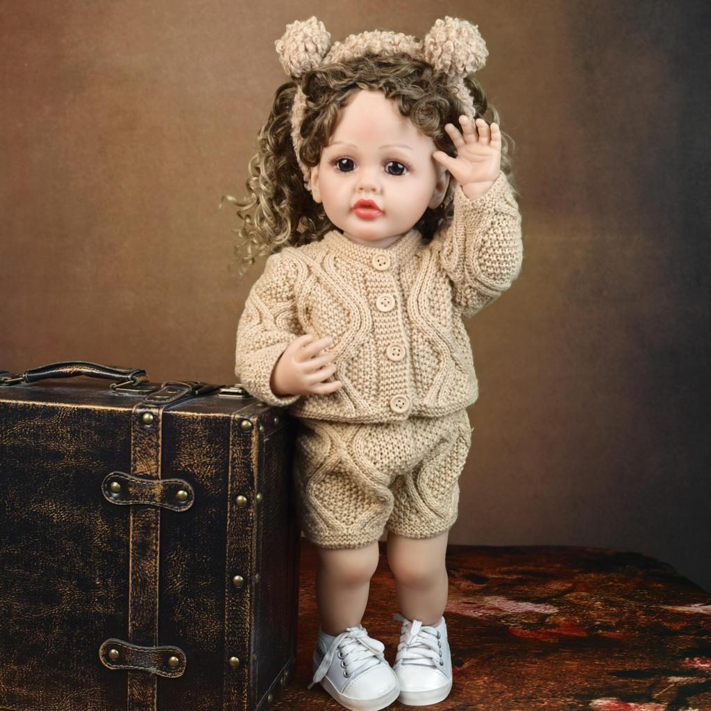 Cute Reborn Baby Girl Dolls Full Silicone Vinyl Can Bathe Lifelike Newborn Babies Doll Wear Wool Clothes Kids Playmate Toy Easter Decoration