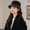Curled Elegant Flower Bucket Hat Women's Autumn and Winter Thickened Thermal Basin Hat Small Face Fashionable Mother Hat