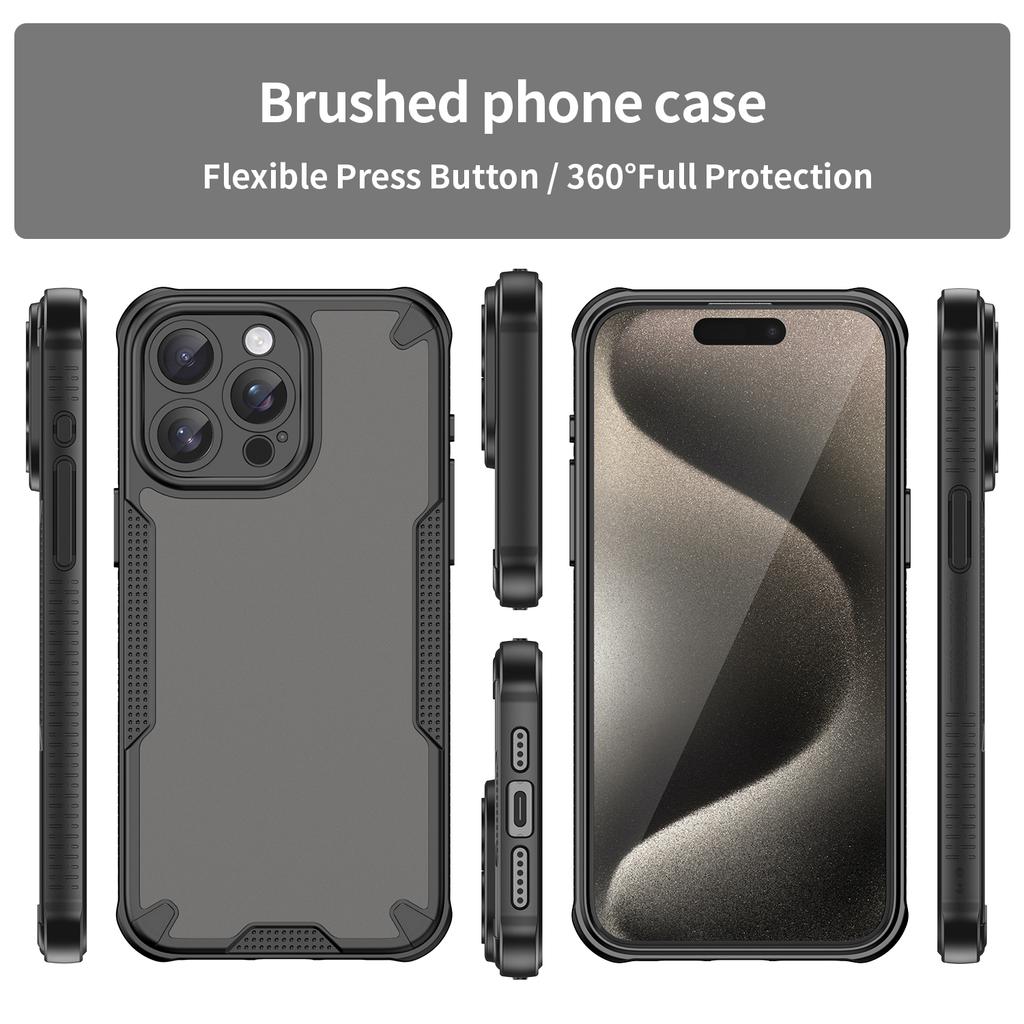 Armor Series For iPhone 15 Pro Case PC+TPU Semi-Transparent Frosted Finish Protective Phone Cover
