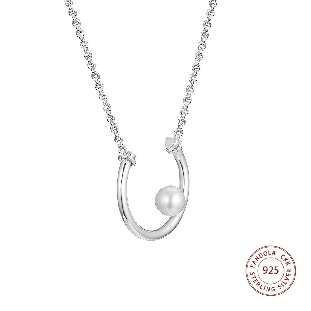 Contemporary Pearl Pendant Necklace 925 Sterling Silver Necklaces for Women Fashion Jewelry Collier Femme