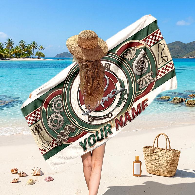 Toyota Supra Customized Name Text Beach Towel, Soft Absorbent Towel Beach Pool Travel Personal Gift