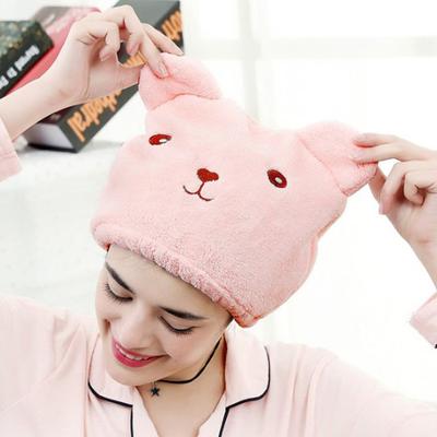 Dry Hair Cap For Women Quick-Drying Absorbent Thick Microfiber Head Towel Korean Cute Bear Embroidered Shower Cap Towel