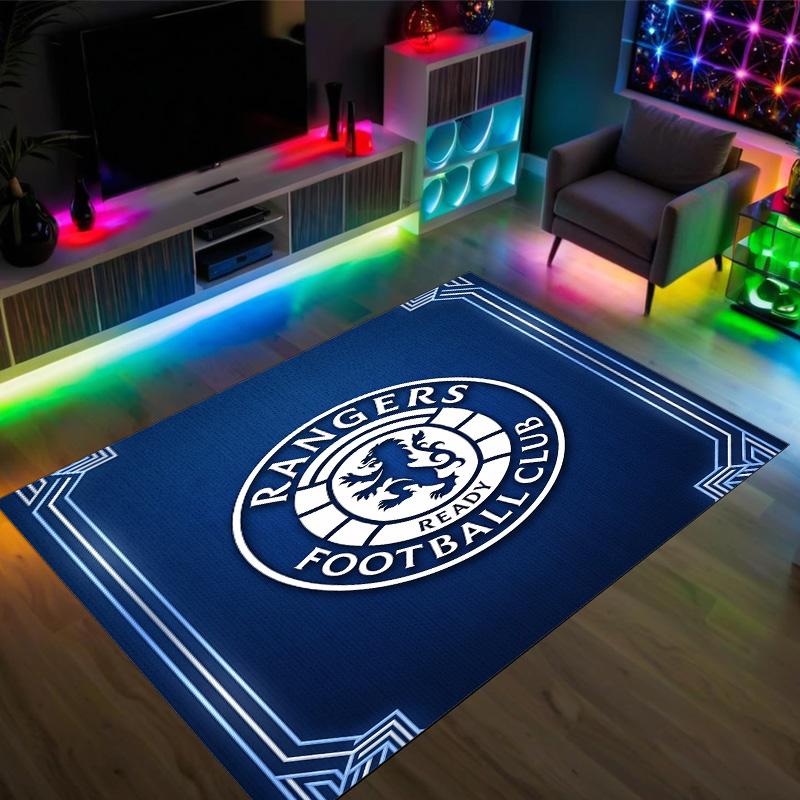 Rangers FC Design Crystal Velvet Carpet Cozy Non?Slip Printed Rug For Bedroom Living Room Entrance