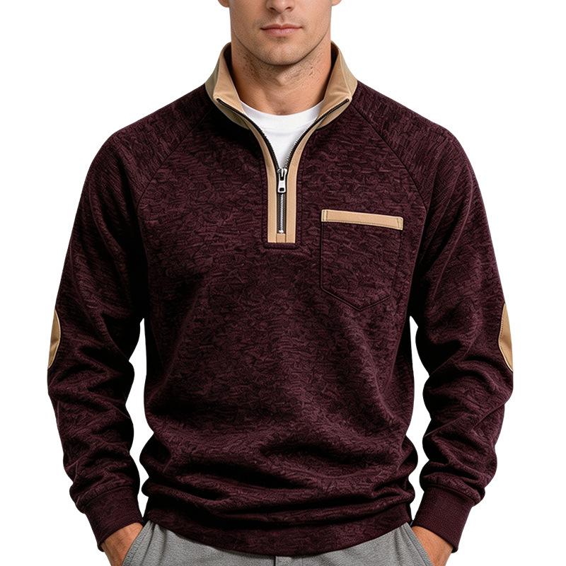 Men's Half Zip Fleece Lined Sweatshirt Vintage Colorblock Mock Neck Pullover Casual Sportswear