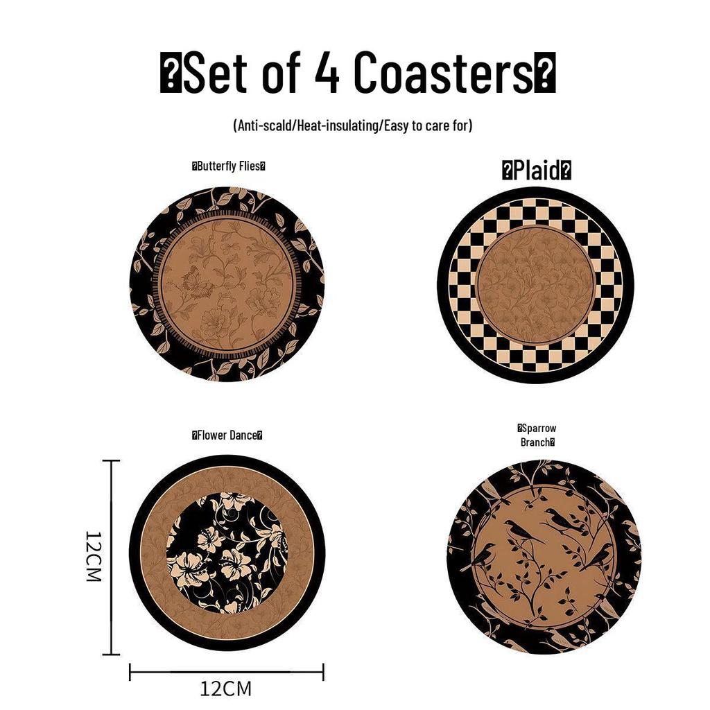Vintage-Style Family Dining Table Insulation Pad - Round, Absorbent, Non-Slip, Anti-Scald Coaster & Mat