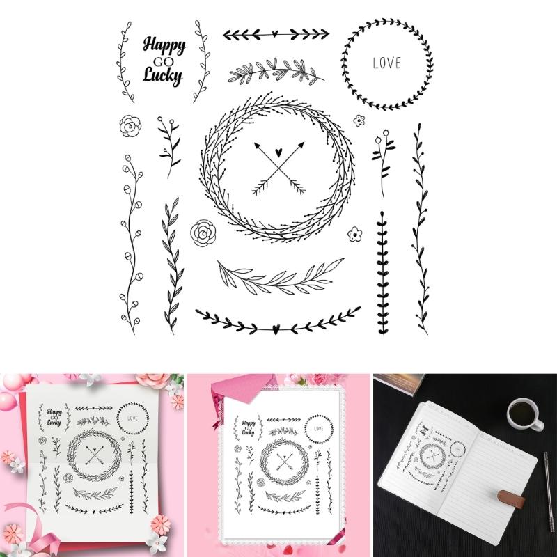 Flower Wreath Silicone Clear Stamps for Card Making Scrapbooking Embossing DIY Craft Album Decoration Rubber Seal Stamps
