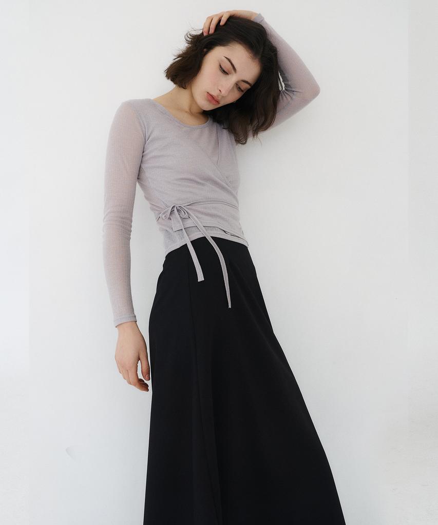 Bye Bye Seop A-Line Long Skirt Black [T51]