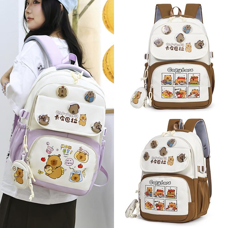 Capybara School Bag For Kids With Large Capacity And Cartoon Design For School Use