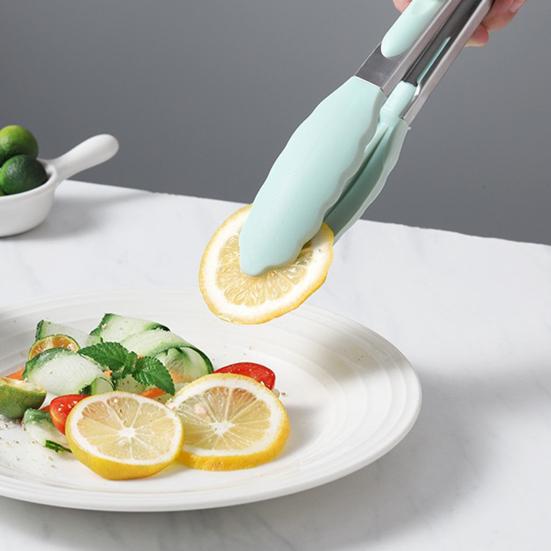 Lightweight Food Clamp Heat-resistant Silicone Easy Clean Hanging Ring Cooking Clip Tong for Kitchen