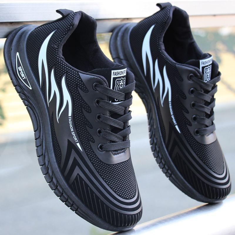 Sports and Leisure Men's Shoes Autumn and Winter Light Casual Shoes Sports Shoes Lace-up Single Cotton Thickened Black Shoes