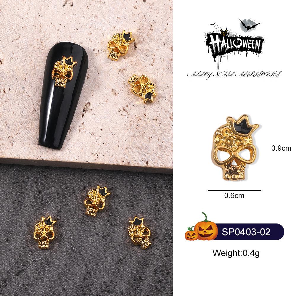 1PCS Pumpkin Skull Bat Nail Art Parts Retro Punk Style Alloy Finger Nail Charms Metal DIY Nail Art Decoration Accessories