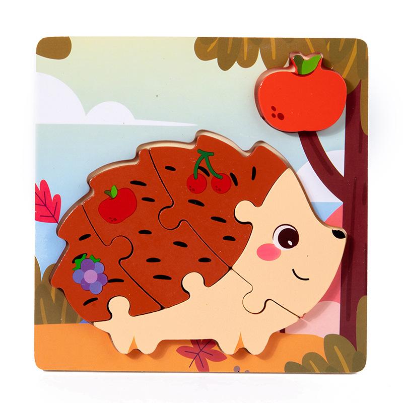 Holz Kinder 3-6 Jahre alt Cartoon dreidimensionales Puzzle Früherziehung Tier Lebensmittelpaarung Früherziehung Lernspielzeug